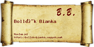 Bollók Bianka névjegykártya